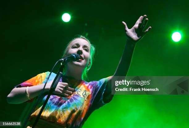 Singer Katie Stelmanis of Austra performs live in support of Gossip during a concert at the Velodrom on November 18, 2012 in Berlin, Germany.