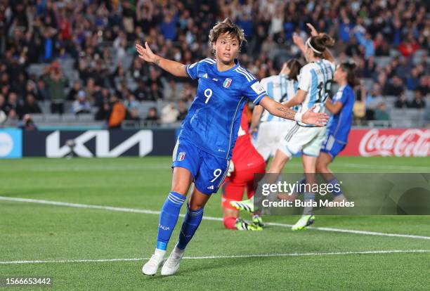 Valentina Giacinti of Italy celebrates a goal before disallowed due to offside during the FIFA Women's World Cup Australia & New Zealand 2023 Group G...