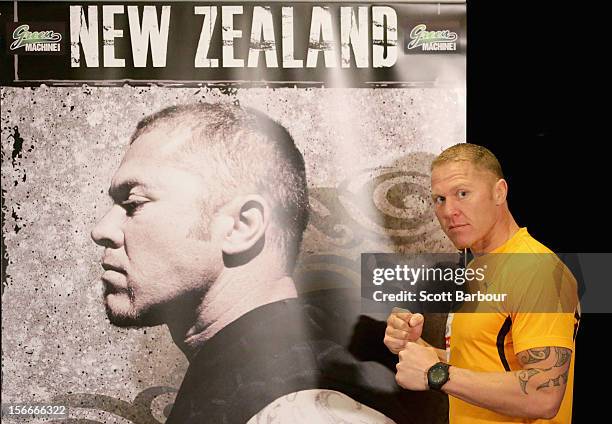 Shane Cameron of New Zealand poses during a press conference at Crown Entertainment Complex on November 19, 2012 in Melbourne, Australia. Danny Green...