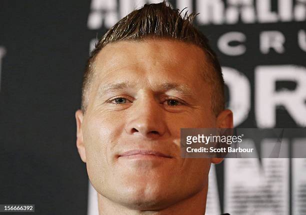 Danny Green of Australia poses during a press conference at Crown Entertainment Complex on November 19, 2012 in Melbourne, Australia. Danny Green and...