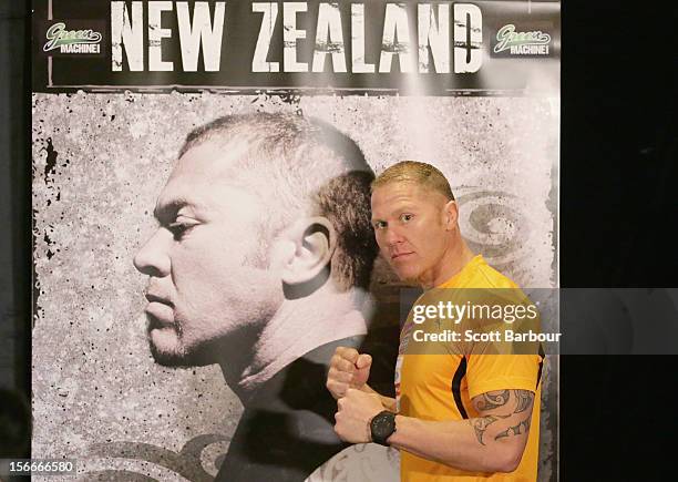 Shane Cameron of New Zealand poses during a press conference at Crown Entertainment Complex on November 19, 2012 in Melbourne, Australia. Danny Green...