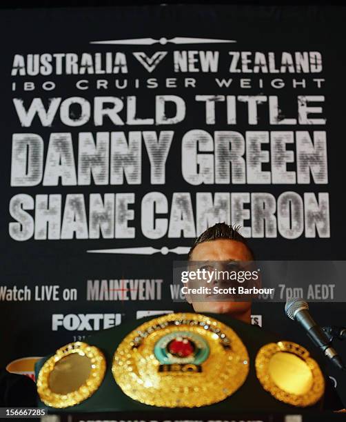 Danny Green of Australia looks on during a press conference at Crown Entertainment Complex on November 19, 2012 in Melbourne, Australia. Danny Green...