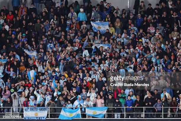 Argentina fans show their support during the FIFA Women's World Cup Australia & New Zealand 2023 Group G match between Italy and Argentina at Eden...