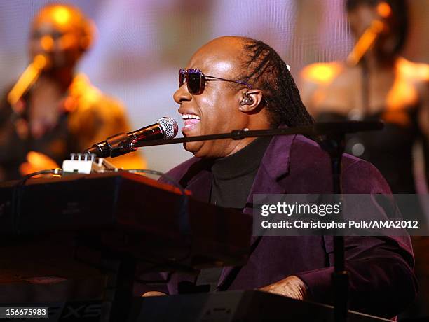 Musician Stevie Wonder performs onstage during the 40th American Music Awards held at Nokia Theatre L.A. Live on November 18, 2012 in Los Angeles,...