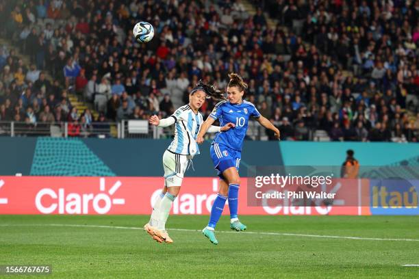 Cristiana Girelli of Italy heads to score her team's first goal during the FIFA Women's World Cup Australia & New Zealand 2023 Group G match between...