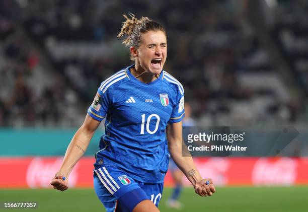 Cristiana Girelli of Italy celebrates after scoring her team's first goal during the FIFA Women's World Cup Australia & New Zealand 2023 Group G...