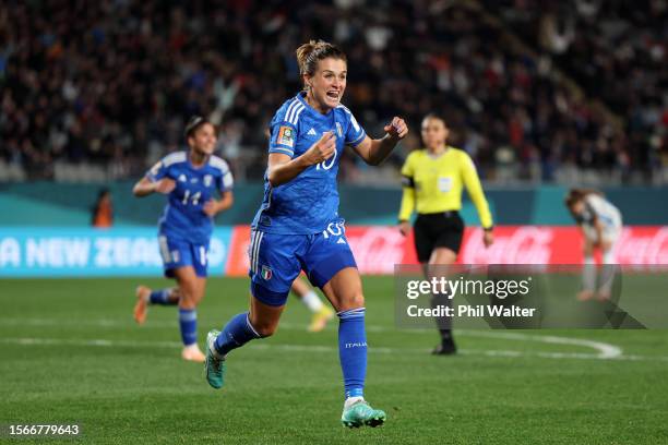 Cristiana Girelli of Italy celebrates after scoring her team's first goal during the FIFA Women's World Cup Australia & New Zealand 2023 Group G...