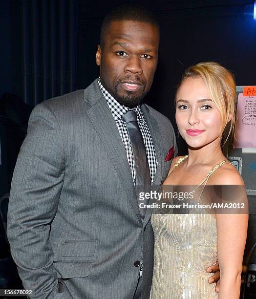 Rapper 50 Cent aka Curtis Jackson and actress Hayden Panettiere at the 40th American Music Awards held at Nokia Theatre L.A. Live on November 18,...