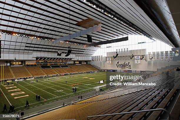 General view of the Kibbie Dome before the game between the Texas San Antonio Roadrunners and the Idaho Vandals on November 17, 2012 in Moscow, Idaho.
