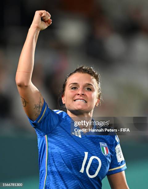 Cristiana Girelli of Italy celebrates after scoring her team's first goal during the FIFA Women's World Cup Australia & New Zealand 2023 Group G...