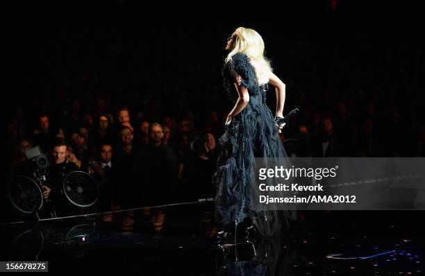 Singer Carrie Underwood performs onstage at the 40th American Music Awards held at Nokia Theatre L.A. Live on November 18, 2012 in Los Angeles,...