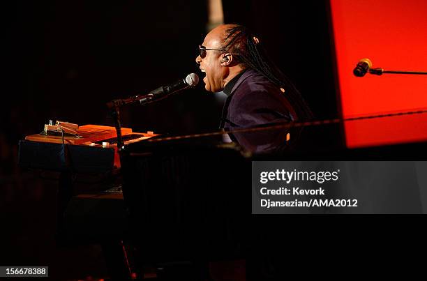 Musician Stevie Wonder performs onstage at the 40th American Music Awards held at Nokia Theatre L.A. Live on November 18, 2012 in Los Angeles,...