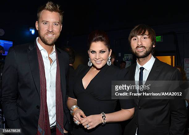 Singers Charles Kelley, Hillary Scott and Dave Haywood of Lady Antebellum at the 40th American Music Awards held at Nokia Theatre L.A. Live on...