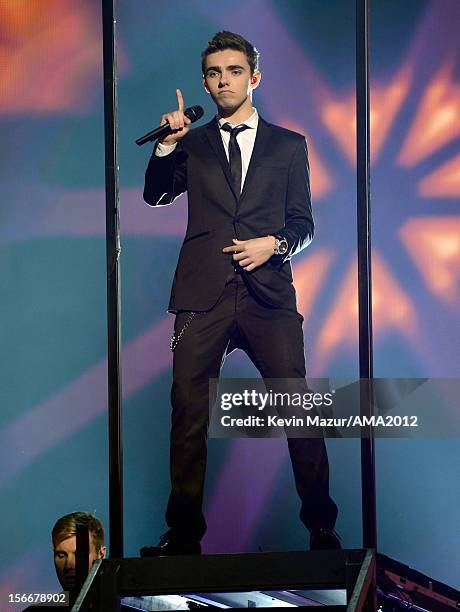 Singer Nathan Sykes of The Wanted performs onstage at the 40th American Music Awards held at Nokia Theatre L.A. Live on November 18, 2012 in Los...