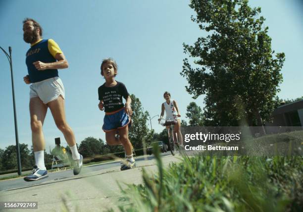 Adam Buckminster 'Bucky' Cox pictured during running training at the University of Kansas campus in Lawrence, Kansas, July 12th 1978. Five-year-old...