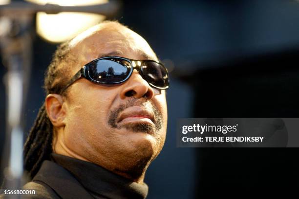 Musician Stevie Wonder pictured during his concert at the Jazz festival in Molde, Western Norway 15 July 2004. He was close to tears at points...