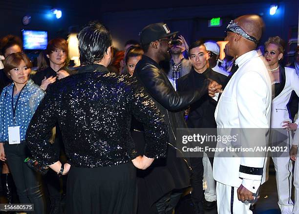 Singers Psy and MC Hammer at the 40th American Music Awards held at Nokia Theatre L.A. Live on November 18, 2012 in Los Angeles, California.