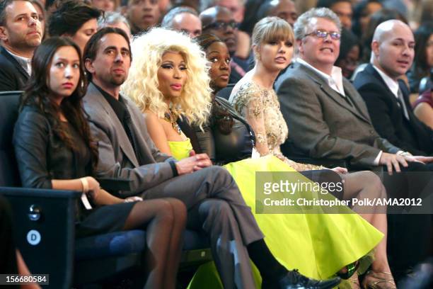Singers Nicki Minaj and Taylor Swift at the 40th American Music Awards held at Nokia Theatre L.A. Live on November 18, 2012 in Los Angeles,...