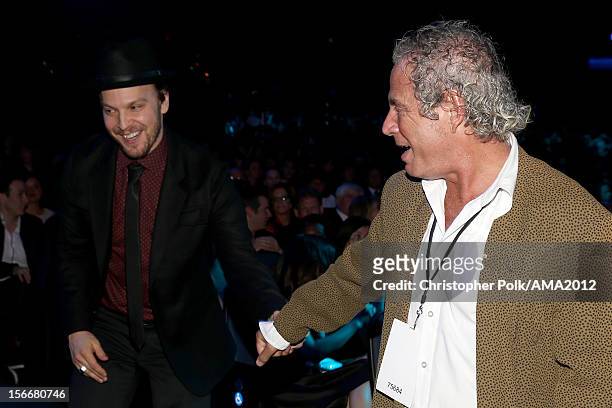 Performer Gavin DeGraw and producer of the American Music Awards Larry Klein at the 40th American Music Awards held at Nokia Theatre L.A. Live on...