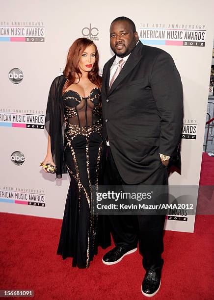 Actor Quinton Aaron and model Jenna Bentley attend the 40th American Music Awards held at Nokia Theatre L.A. Live on November 18, 2012 in Los...