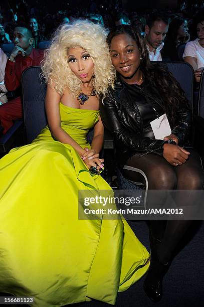 Rapper/singer Nicki Minaj and guest in the audience at the 40th American Music Awards held at Nokia Theatre L.A. Live on November 18, 2012 in Los...