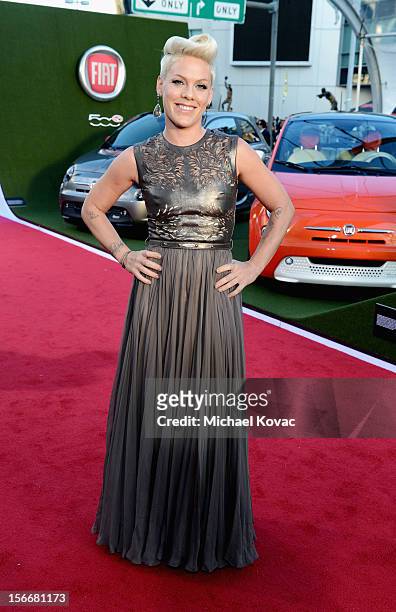 Pink attends Fiat's Into The Green during the 40th American Music Awards held at Nokia Theatre L.A. Live on November 18, 2012 in Los Angeles,...