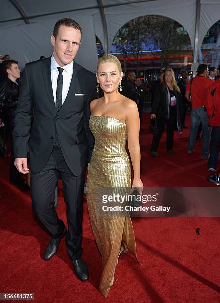 Dion Phaneuf and Elisha Cuthbert at Fiat's Into The Green during the 40th American Music Awards held at Nokia Theatre L.A. Live on November 18, 2012...