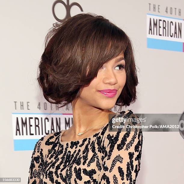 Actress Zendaya attends the 40th American Music Awards held at Nokia Theatre L.A. Live on November 18, 2012 in Los Angeles, California.