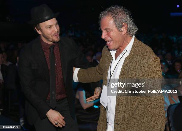 Performer Gavin DeGraw and producer of the American Music Awards Larry Klein at the 40th American Music Awards held at Nokia Theatre L.A. Live on...