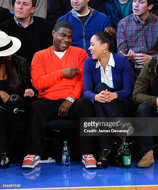 Tracy Morgan and Megan Wallover attend New York Knicks verse Indiana Pacers game at Madison Square Garden on November 18, 2012 in New York City.