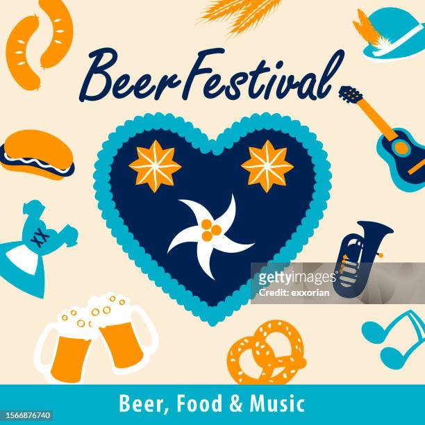 stockillustraties, clipart, cartoons en iconen met beer festival gingercookie & clipart elements - speculaastaart