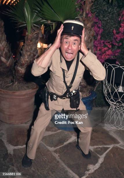 Comedian Patrick Chagnaud as “Le Gendarme de Saint Tropez »attend Paul Loup Sulitzer ‘s Birthday Party at VIP Room Saint Tropez on July 23, 2023 in...