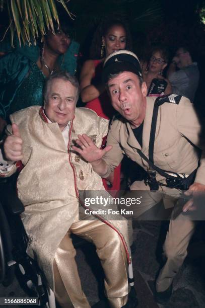 Paul Loup Sulitzer and Comedian Patrick Chagnaud as “Le Gendarme de Saint Tropez » attend Paul Loup Sulitzer ‘s Birthday Party at VIP Room Saint...