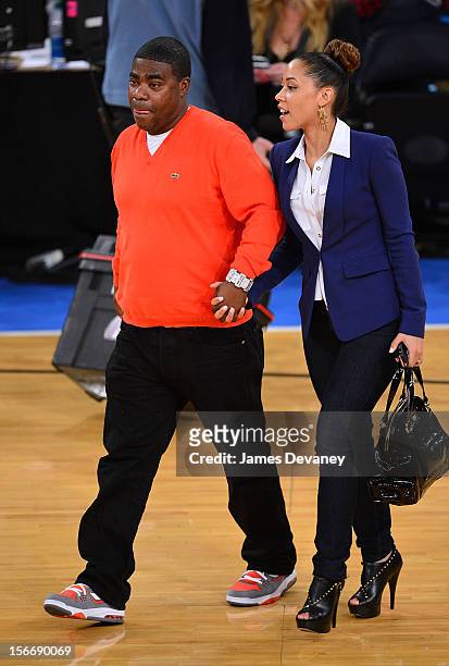 Tracy Morgan and Megan Wallover attend New York Knicks verse Indiana Pacers game at Madison Square Garden on November 18, 2012 in New York City.