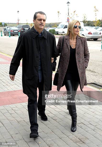 Ramon Garcia and Patricia Cerezo attend the funeral chapel for Emilio Aragon, known as 'Miliki', at Tres Cantos Chapel on November 18, 2012 in...