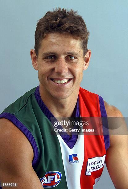 Brendon Fewster of the Fremantle Dockers poses for a portrait headshot during a photo call in Fremantle, Australia. Mandatory Credit: Allsport...