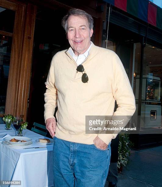 Charlie Rose is seen out for lunch at Nellos on November 18, 2012 in New York City.