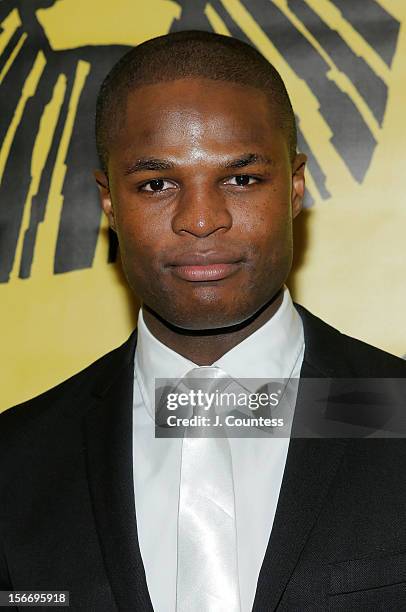 Actor Andile Gumbi attends the afterparty for "The Lion King" Broadway 15th Anniversary Celebration at Minskoff Theatre on November 18, 2012 in New...