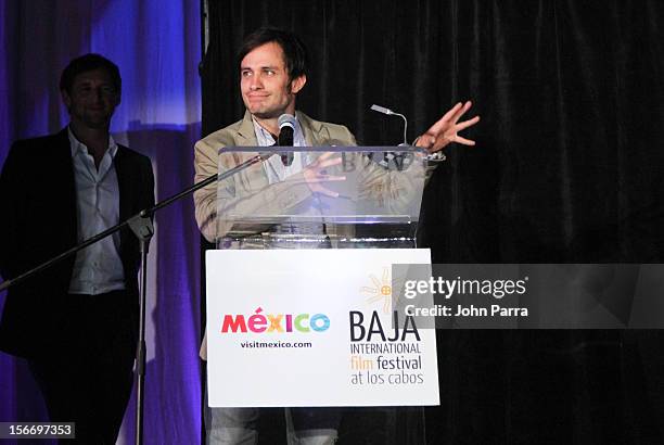 Gael Garcia Bernal attends the Closing Night Gala during the Baja International Film Festival at Los Cabos Convention Center on November 17, 2012 in...