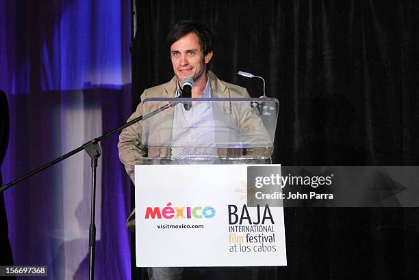 Gael Garcia Bernal attends the Closing Night Gala during the Baja International Film Festival at Los Cabos Convention Center on November 17, 2012 in...