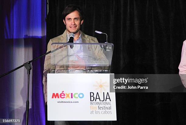 Gael Garcia Bernal attends the Closing Night Gala during the Baja International Film Festival at Los Cabos Convention Center on November 17, 2012 in...