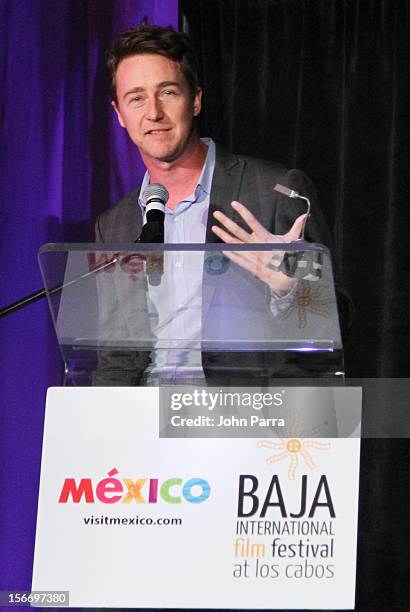 Edward Norton attends the Closing Night Gala during the Baja International Film Festival at Los Cabos Convention Center on November 17, 2012 in Cabo...