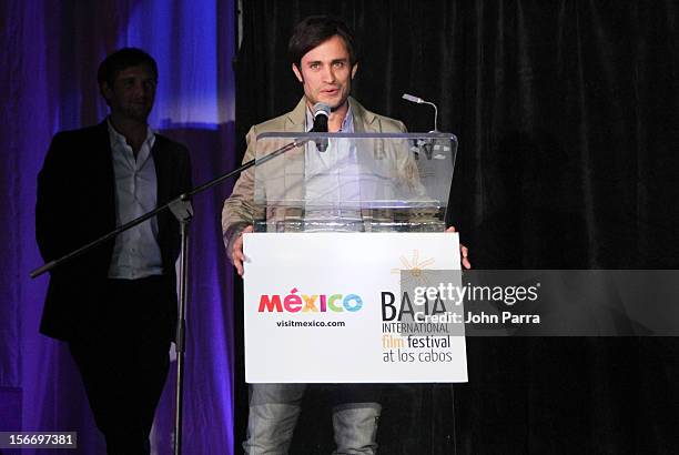 Gael Garcia Bernal attends the Closing Night Gala during the Baja International Film Festival at Los Cabos Convention Center on November 17, 2012 in...