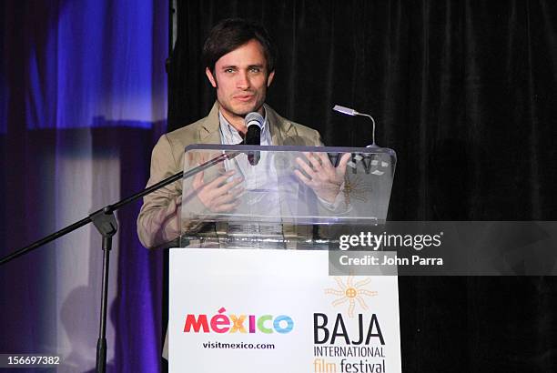 Gael Garcia Bernal attends the Closing Night Gala during the Baja International Film Festival at Los Cabos Convention Center on November 17, 2012 in...