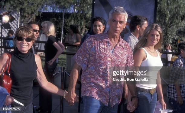 Actress Katharine Ross, actor Sam Elliott and daughter Cleo Rose Elliott attend the "Jurassic Park III" Universal City Premiere on July 16, 2001 at...