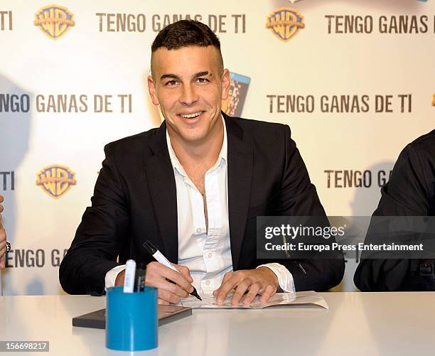 Mario Casas signs copies of dvd of his last film 'Tengo ganas de ti' at El Corte Ingles Store on November 16, 2012 in Madrid, Spain.