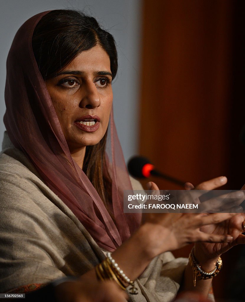 Pakistan Rabbani Pakistan's Foreign Minister Hina Rabbani gestures as she addresses a ...