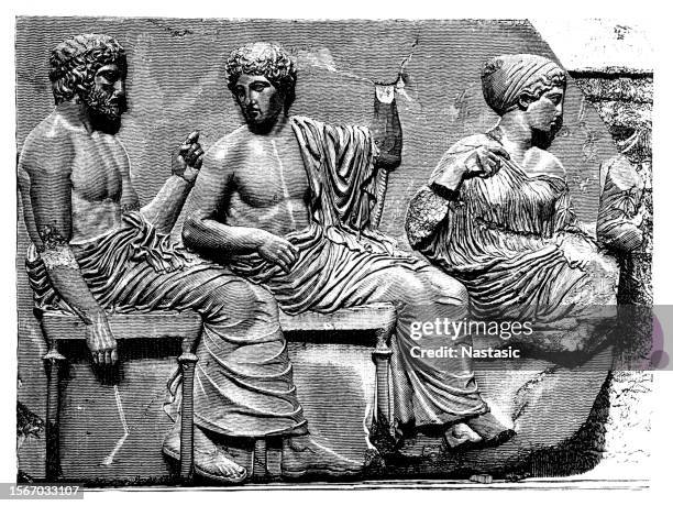 group of gods at the parthenon in greece - greek mythology stock illustrations