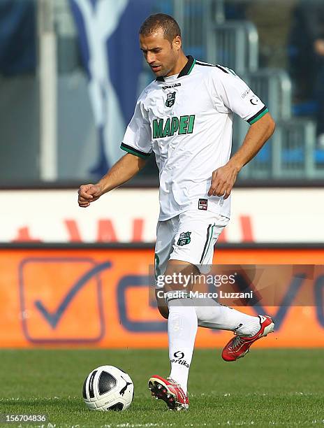 Paolo Bianco of US Sassuolo in action during the Serie B match between Brescia Calcio and US Sassuolo at Mario Rigamonti Stadium on November 18, 2012...