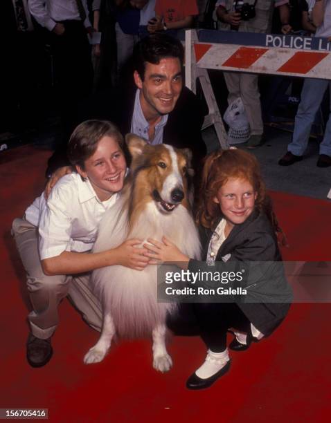 Tom Guiry, Jon Tenney and Brittany Boyd attend the premiere of "Lassie" on July 13, 1994 at the Festival Theater in New York City.